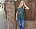 Green Short Sleeve Ruffle Top 