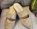 Tan shoe with black dots 