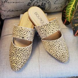 Tan shoe with black dots 